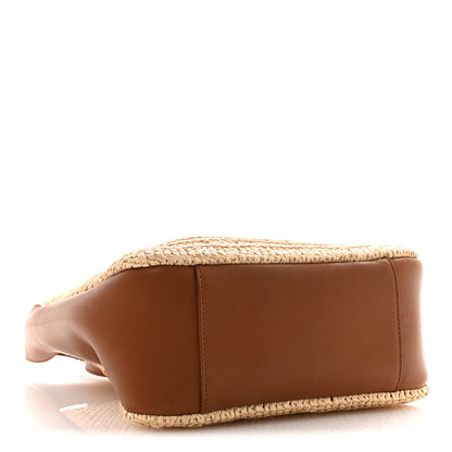 Saint Laurent Raffia Calfskin Le 5 A 7 Small Hobo Natural Brick 4 of 15