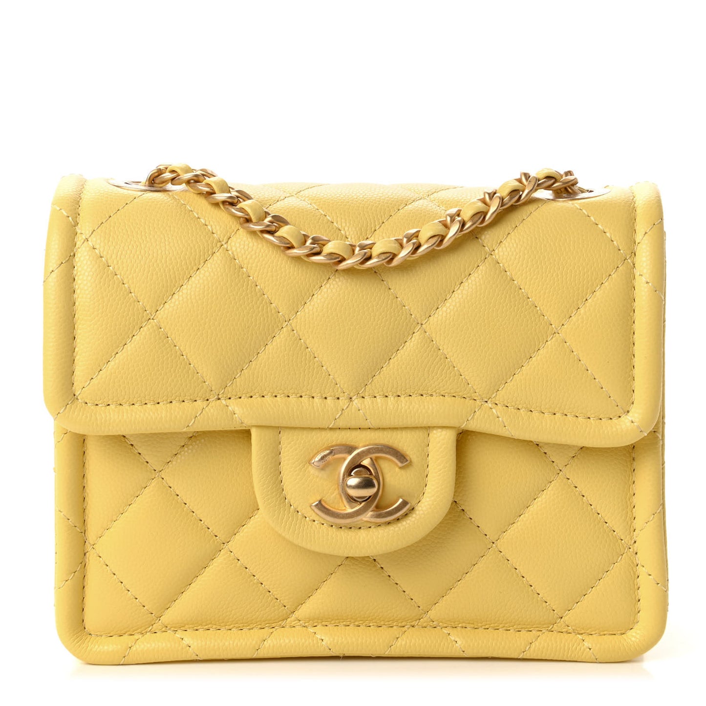 Caviar Quilted Mini Sweet Classic Flap Yellow