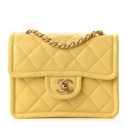 Chanel Caviar Quilted Mini Sweet Classic Flap Yellow 1 of 11