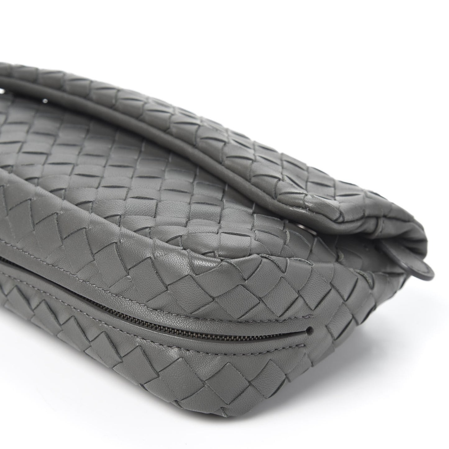 Nappa Intrecciato Mini Chain Messenger Light Grey