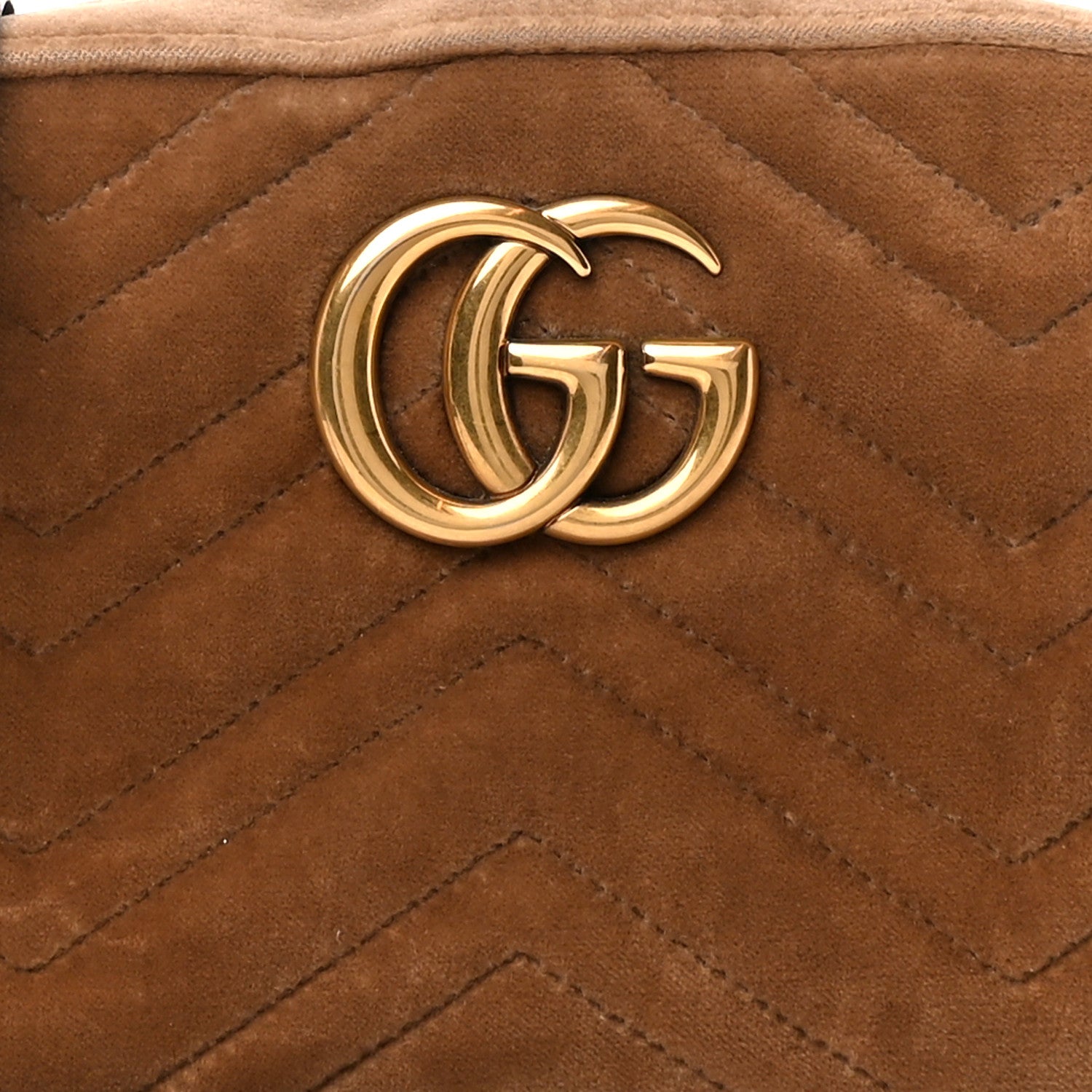 Gucci Velvet Matelasse Small GG Marmont Chain Shoulder Bag Taupe 9 of 11