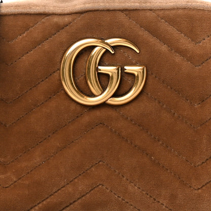 Gucci Velvet Matelasse Small GG Marmont Chain Shoulder Bag Taupe 9 of 11