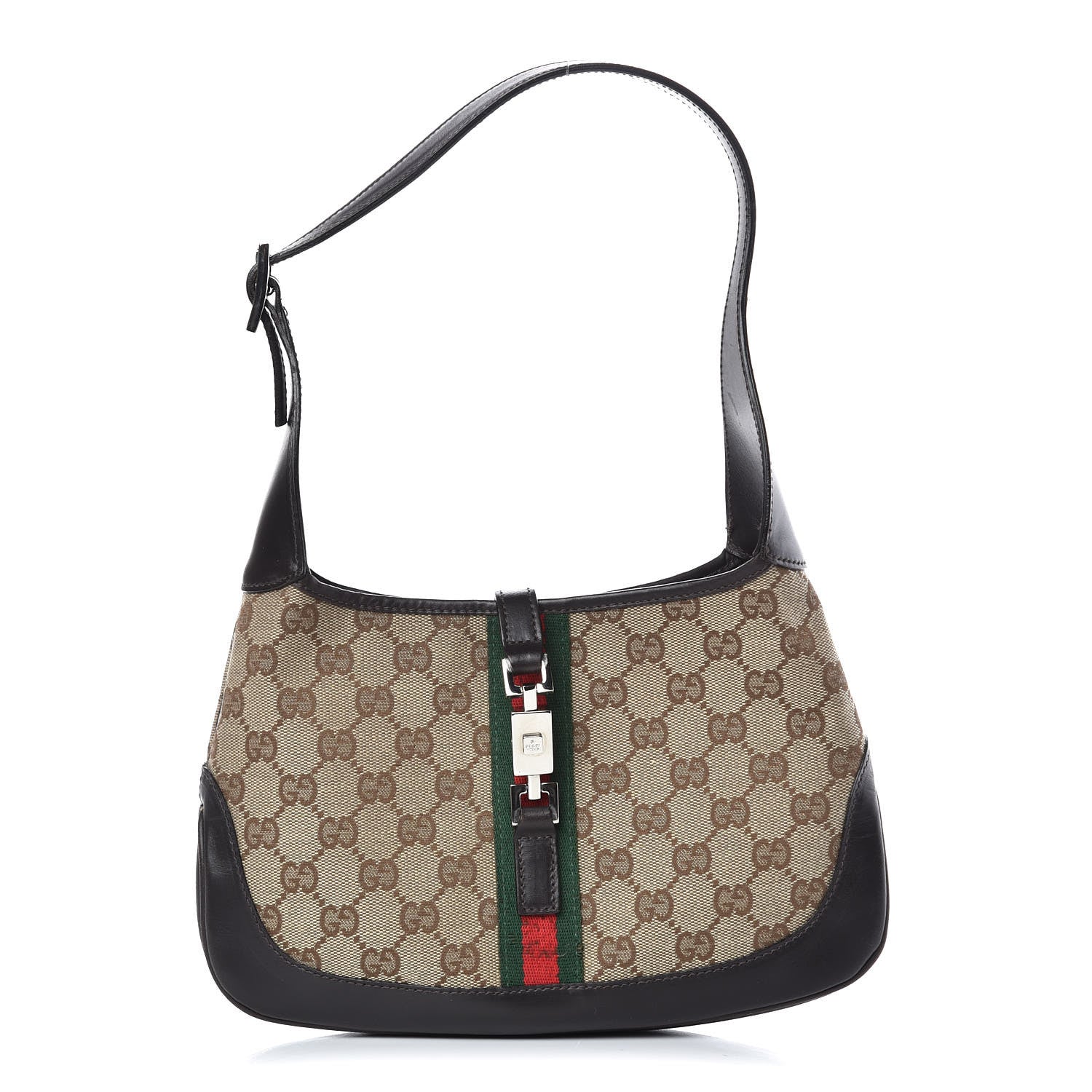 Gucci Monogram Web Small Jackie O Hobo Dark Brown 1 of 12