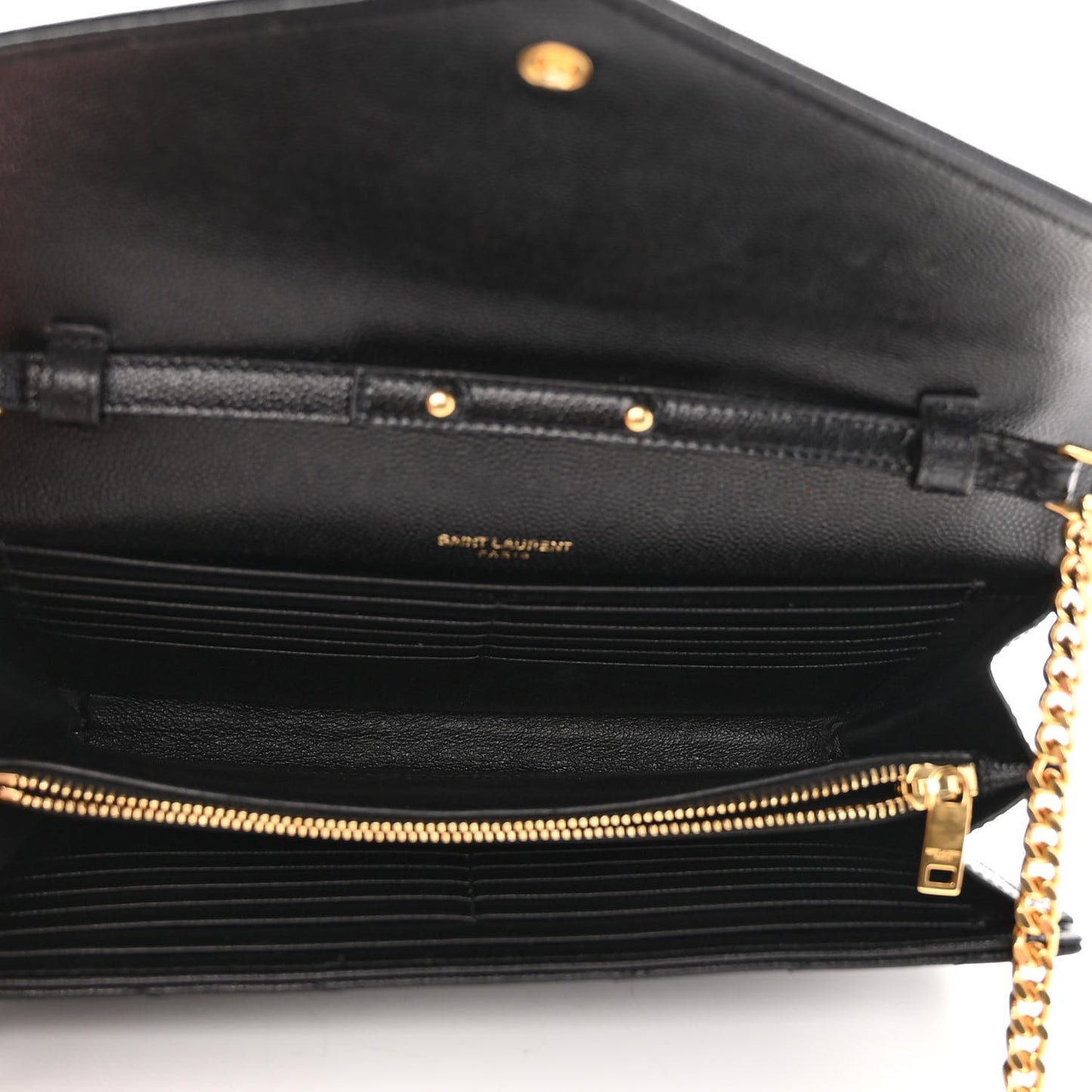 Grain De Poudre Matelasse Chevron Monogram Chain Wallet Black