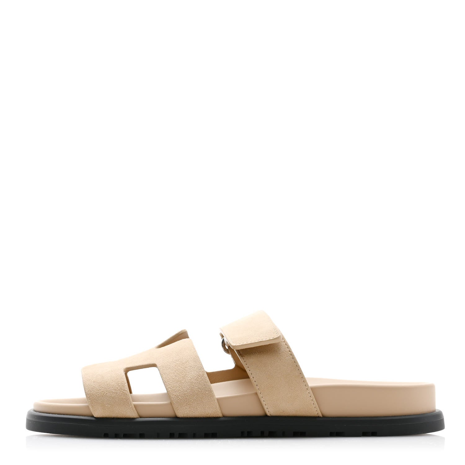 Hermes Suede Goatskin Womens Chypre Sandals 37 Beige Argile 1 of 9