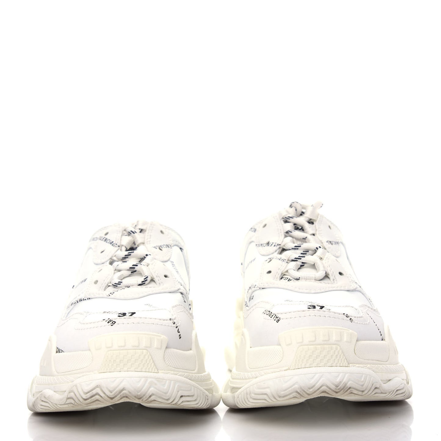 Technical Fabric Allover Logo Womens Triple S Sneakers 37 White Black