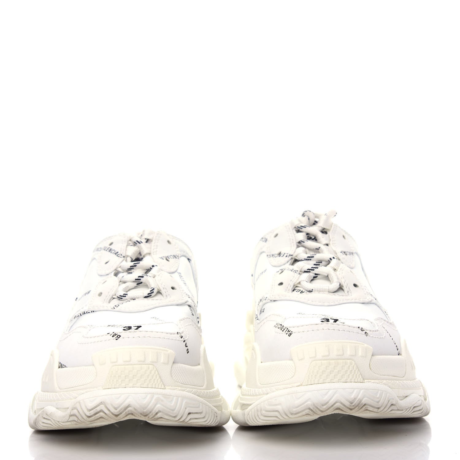 Balenciaga Technical Fabric Allover Logo Womens Triple S Sneakers 37 White Black 2 of 10