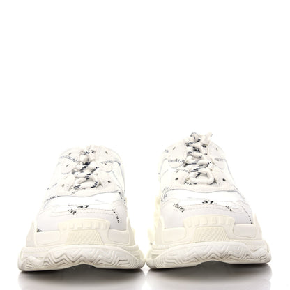 Balenciaga Technical Fabric Allover Logo Womens Triple S Sneakers 37 White Black 2 of 10