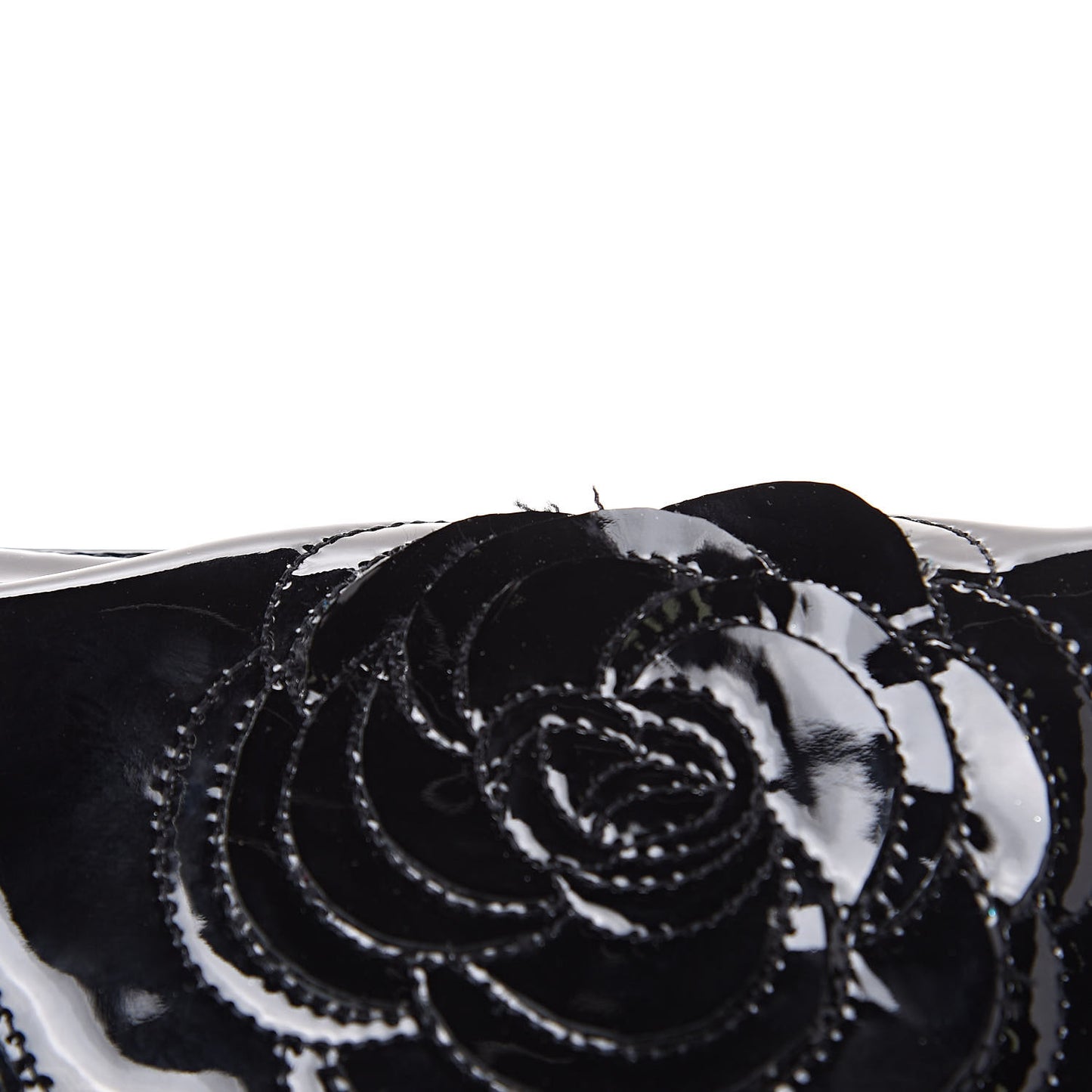 Patent Camellia Cosmetic Pouch Black