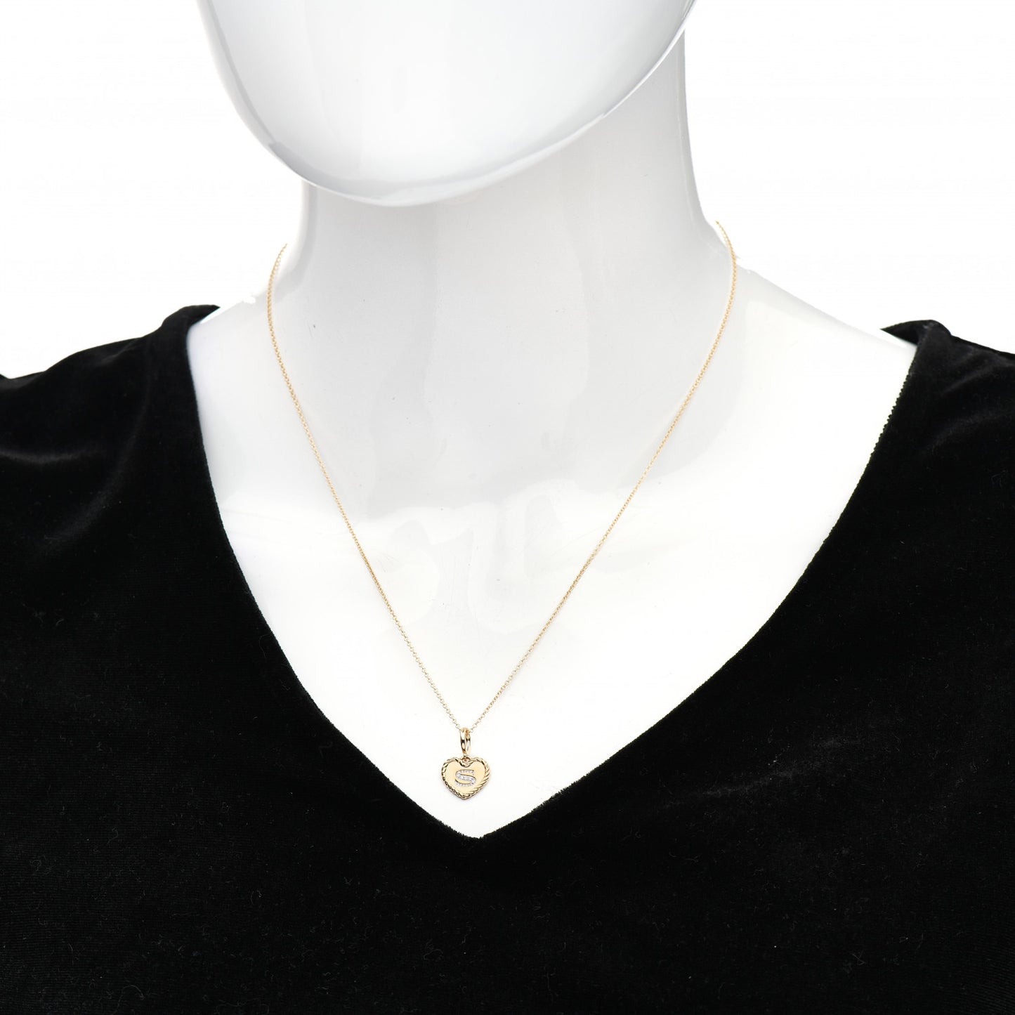 18K Yellow Gold Diamond Initial S Charm Necklace