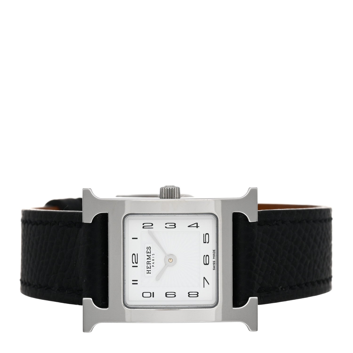Hermes Stainless Steel Epsom 21mm Heure H Hour Quartz Watch Noir 2 of 5