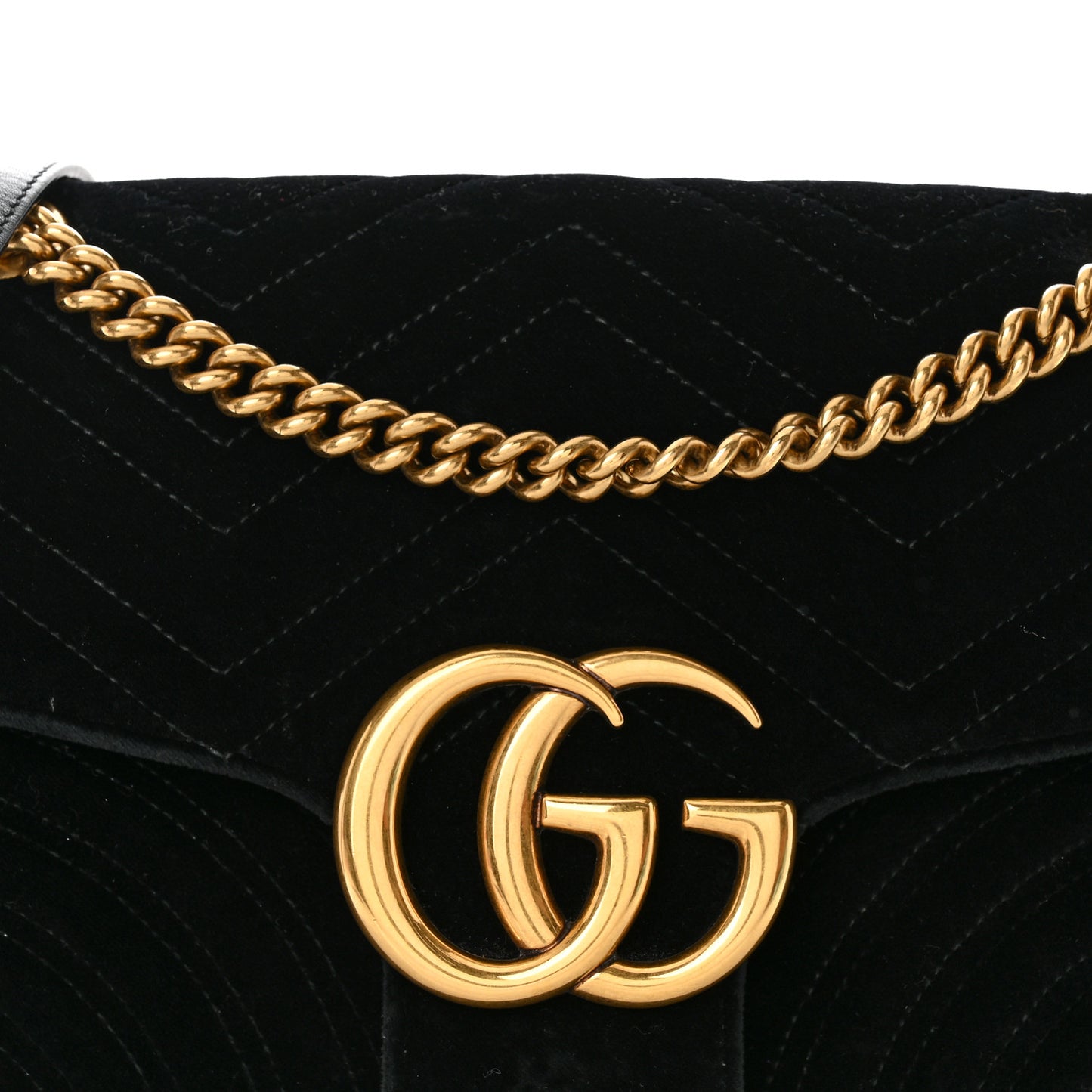 Velvet Matelasse Medium GG Marmont Shoulder Bag Black