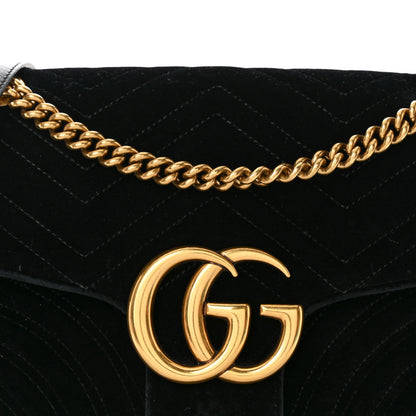 Gucci Velvet Matelasse Medium GG Marmont Shoulder Bag Black 8 of 10