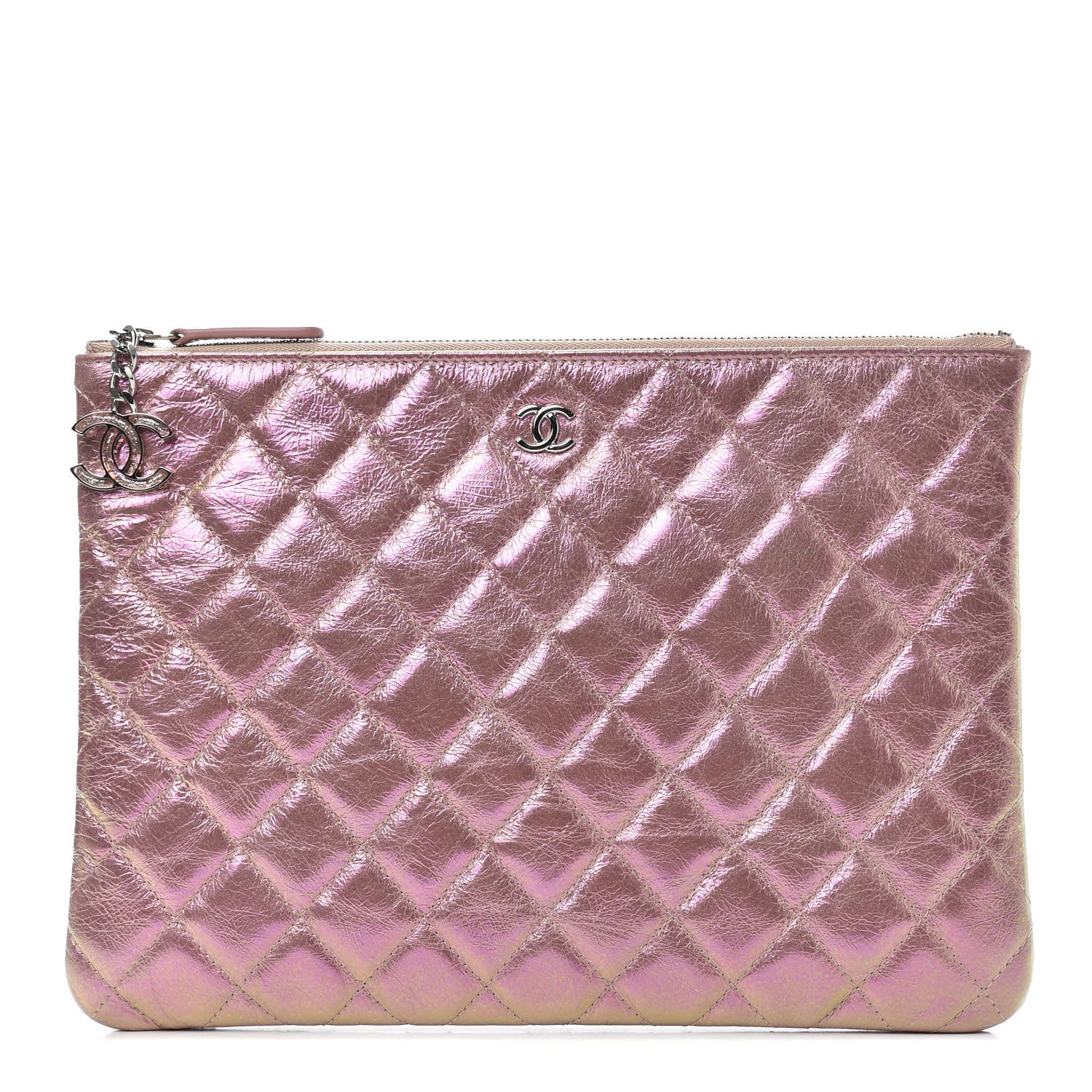 Chanel Iridescent Crumpled Calfskin Medium Cosmetic Case Pink 1 of 7