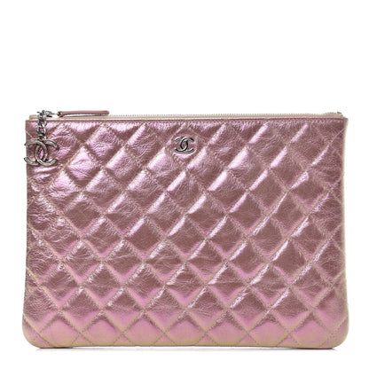 Chanel Iridescent Crumpled Calfskin Medium Cosmetic Case Pink 1 of 7