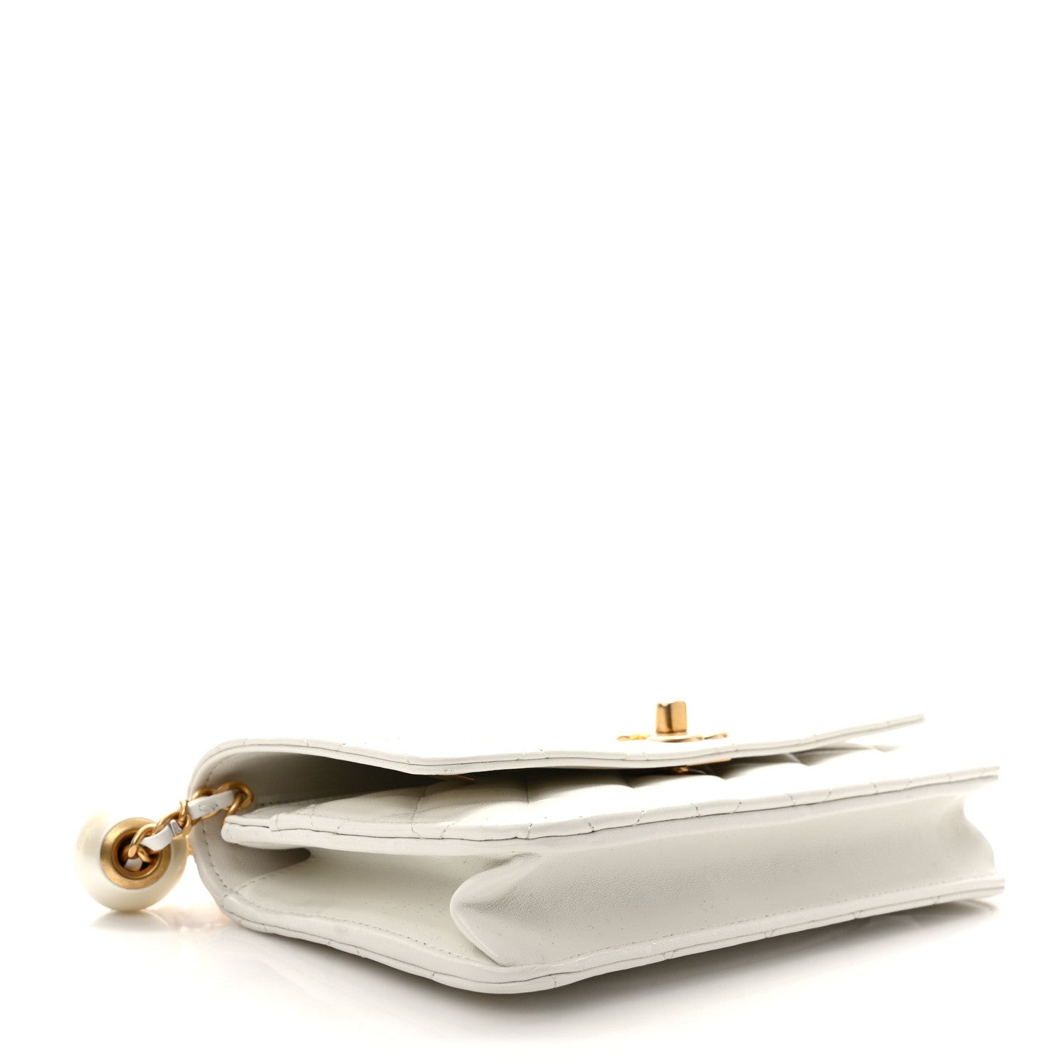 Chanel Lambskin Quilted Pearl Wallet On Chain WOC White 4 of 11