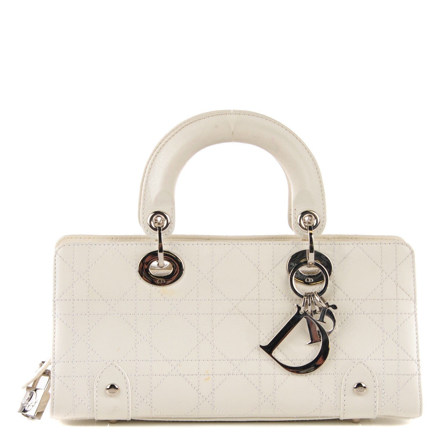 Christian Dior Calfskin Cannage Stitched Small Lady East West Lady Dior White 1 of 8