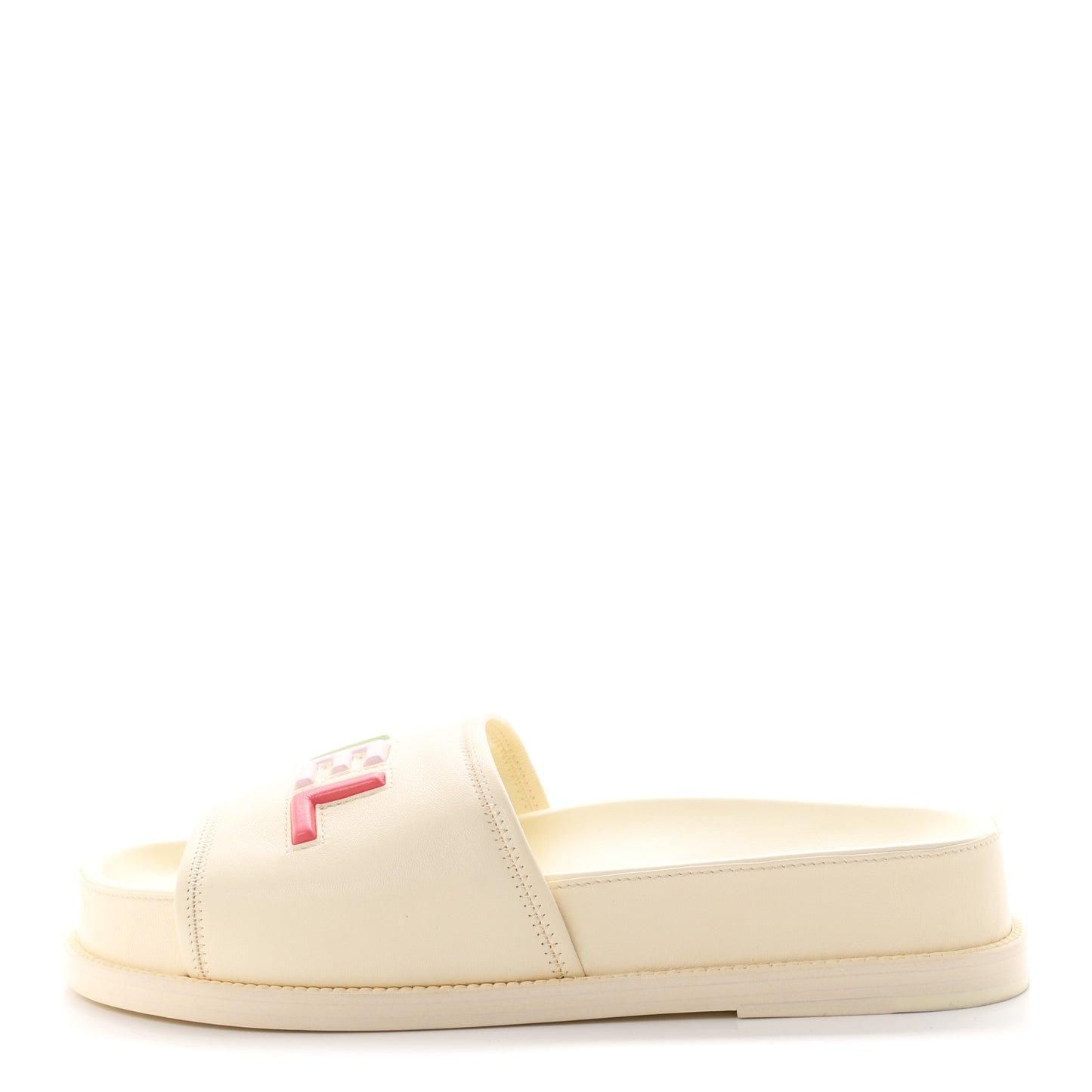 Lambskin Cha-Nel Mule Sandals 40.5 Ivory Multicolor