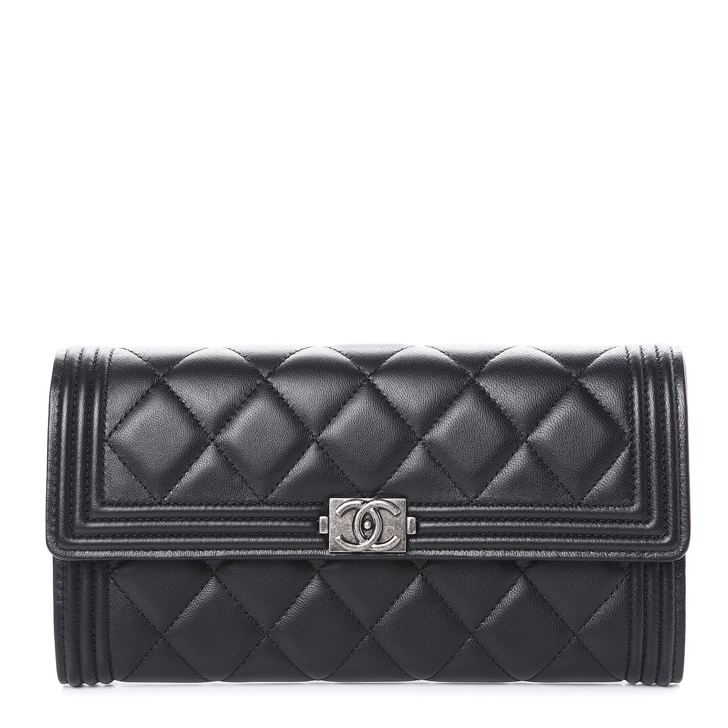 Chanel Lambskin Quilted Boy Flap Wallet Black 1 of 11
