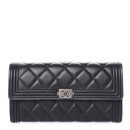 Chanel Lambskin Quilted Boy Flap Wallet Black 1 of 11