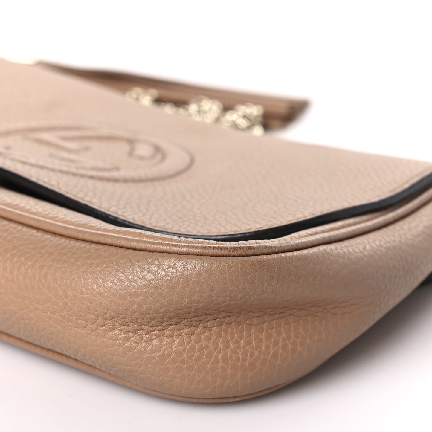 Pebbled Calfskin Medium Soho Flap Crossbody Camelia