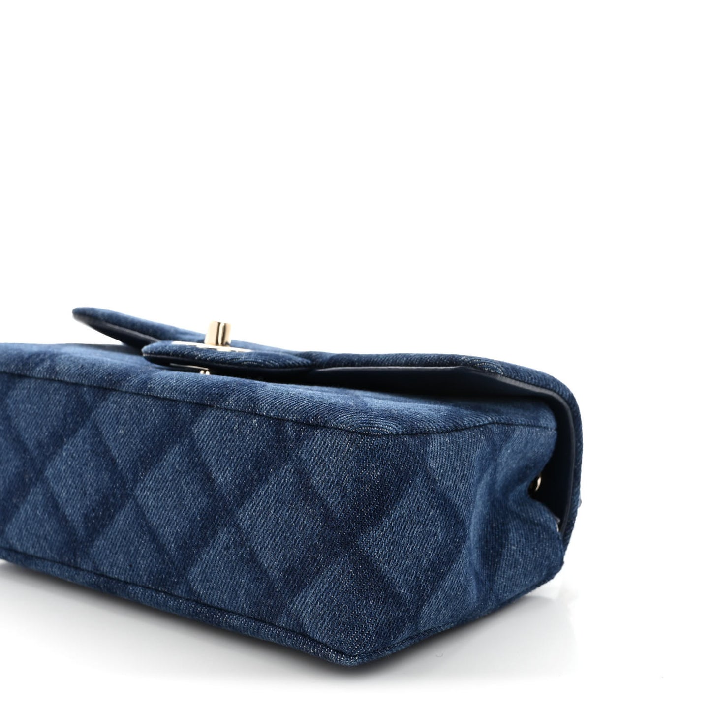 Printed Denim Quilted Mini Rectangular Flap Dark Blue