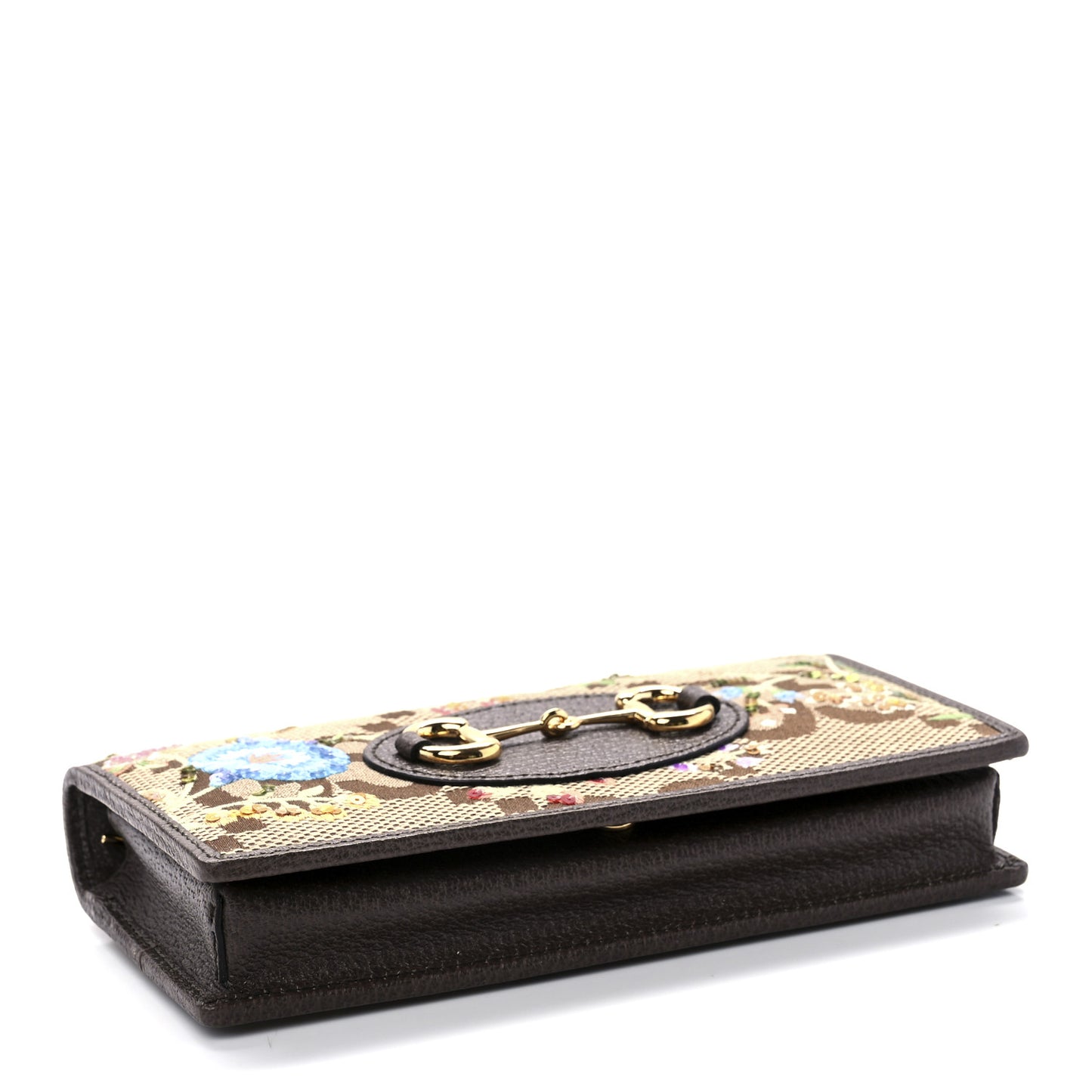 Monogram Jumbo GG Textured Dollar Calfskin Embroidered Horsebit 1955 Wallet On Chain Camel Ebony New Acero Multicolor