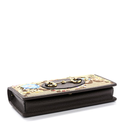 Gucci Monogram Jumbo GG Textured Dollar Calfskin Embroidered Horsebit 1955 Wallet On Chain Camel Ebony New Acero Multicolor 3 of 8