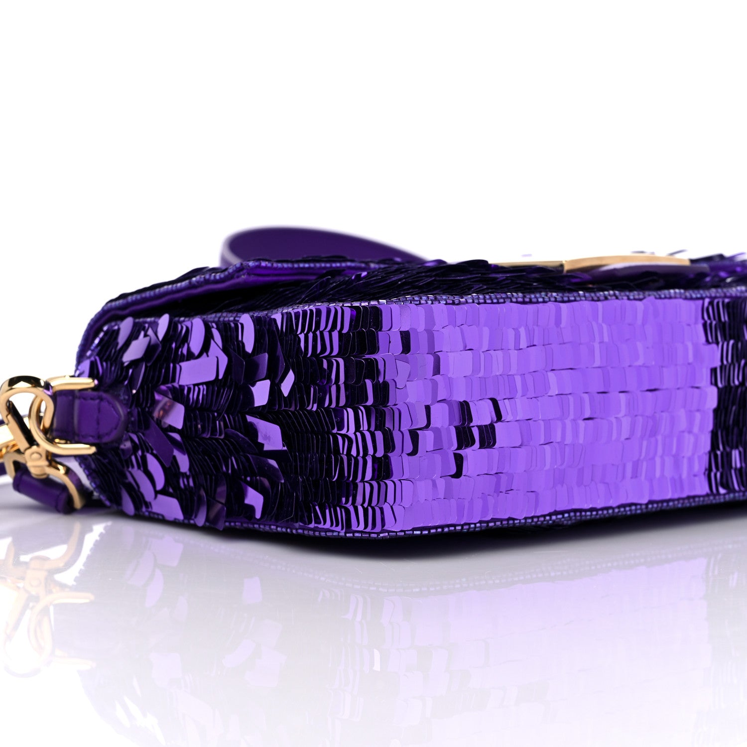 Fendi Sequin Paillettes Shiny Nappa Sex and the City Baguette Viola Purple Rain 7 of 8