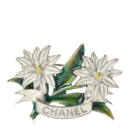 Chanel Enamel Floral Brooch Silver Multicolor 1 of 4