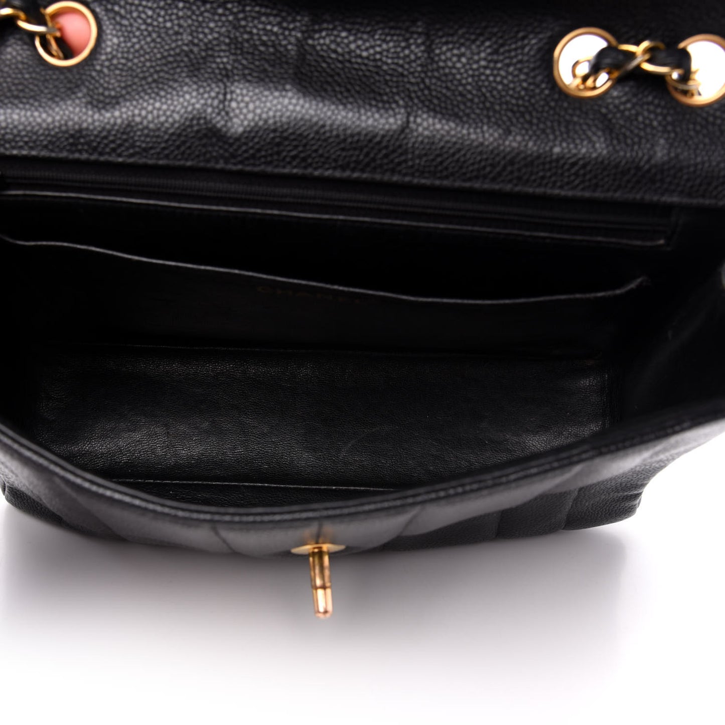 Caviar Vertical Quilt Small Single Flap Black