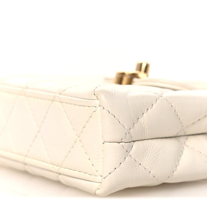 Chanel Shiny Aged Calfskin Quilted Mini Nano Kelly Shopper White 10 of 12