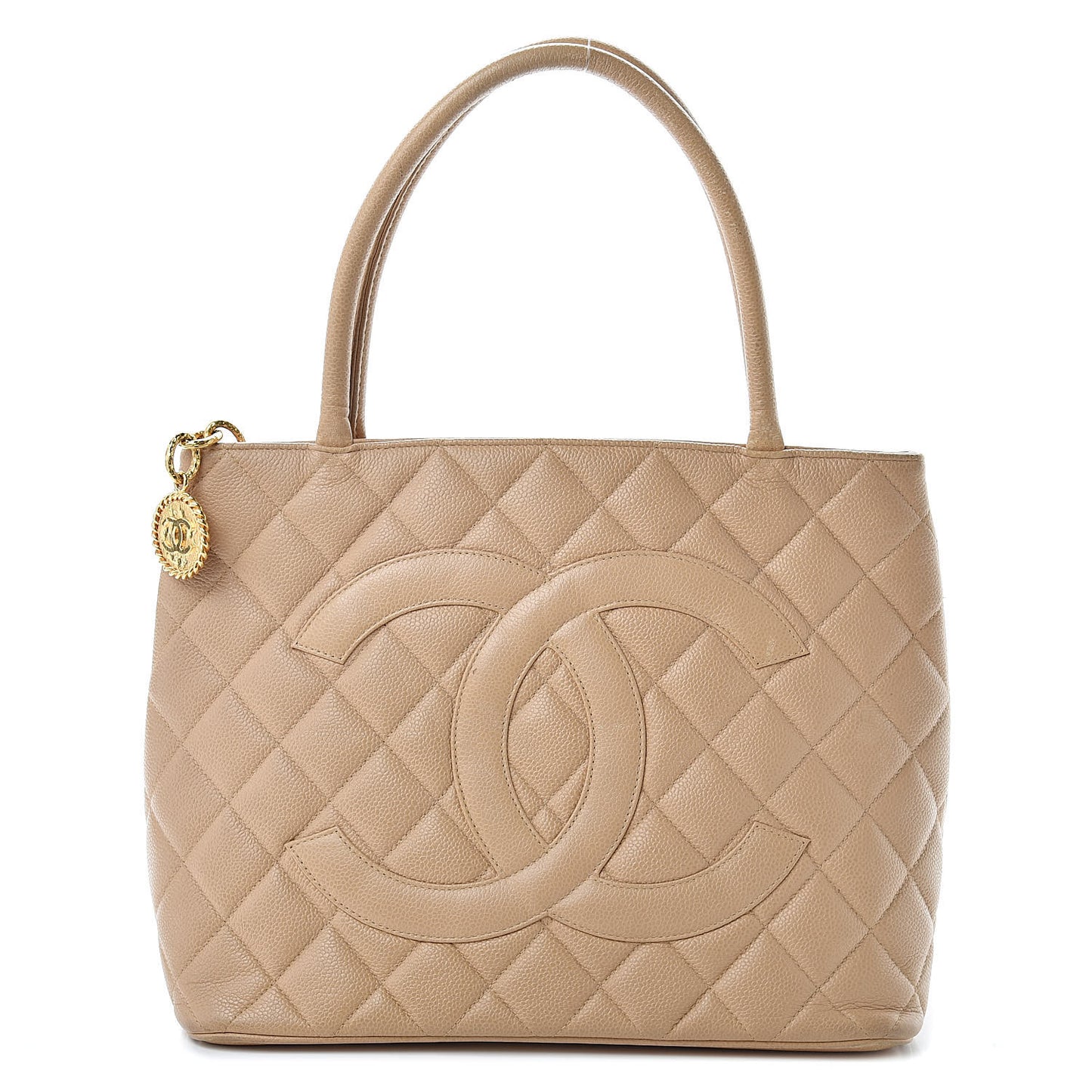 Caviar Quilted Medallion Tote Beige