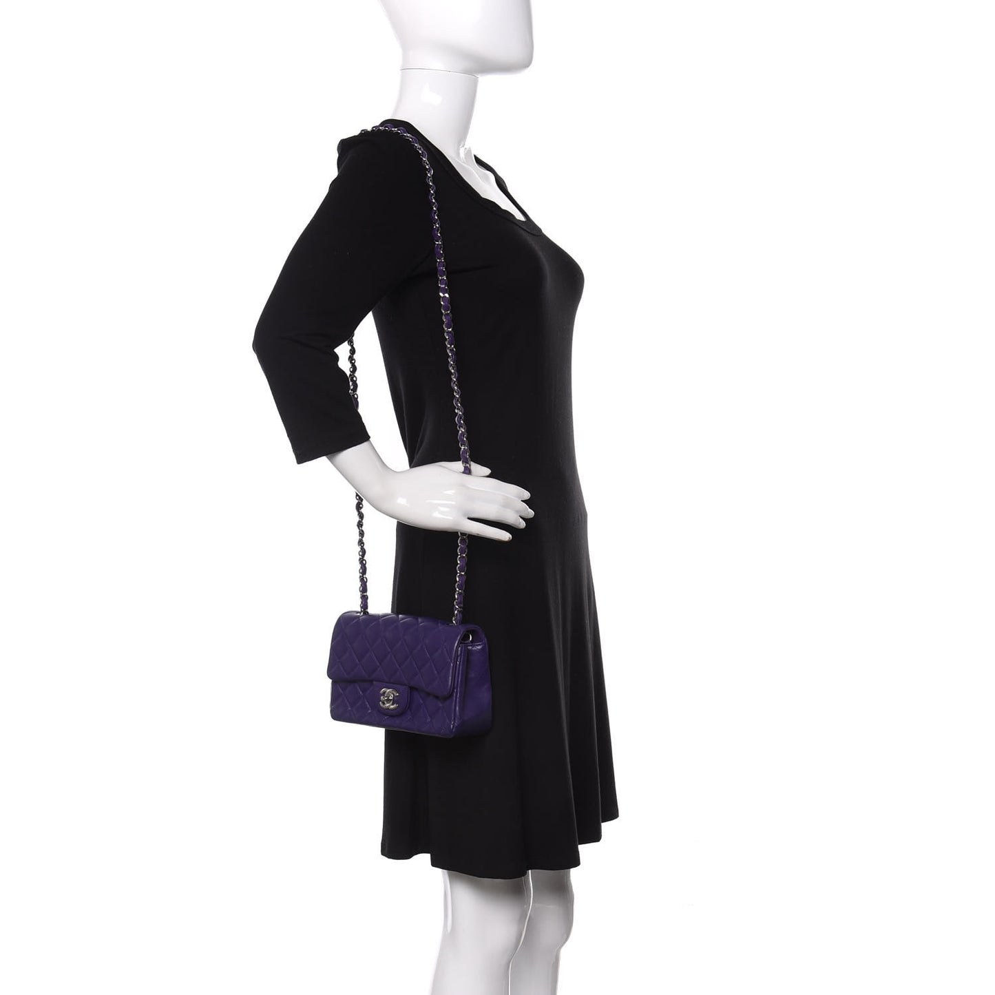 Lambskin Quilted Mini Rectangular Flap Purple