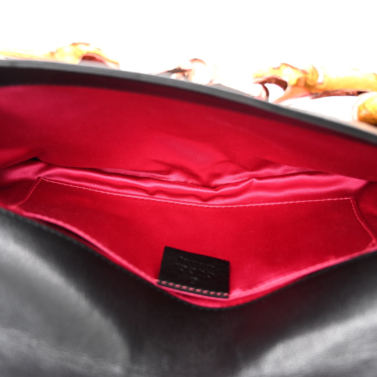 Calfskin Lizard Satin Studded Crystal Horsebit Clutch Pink Black