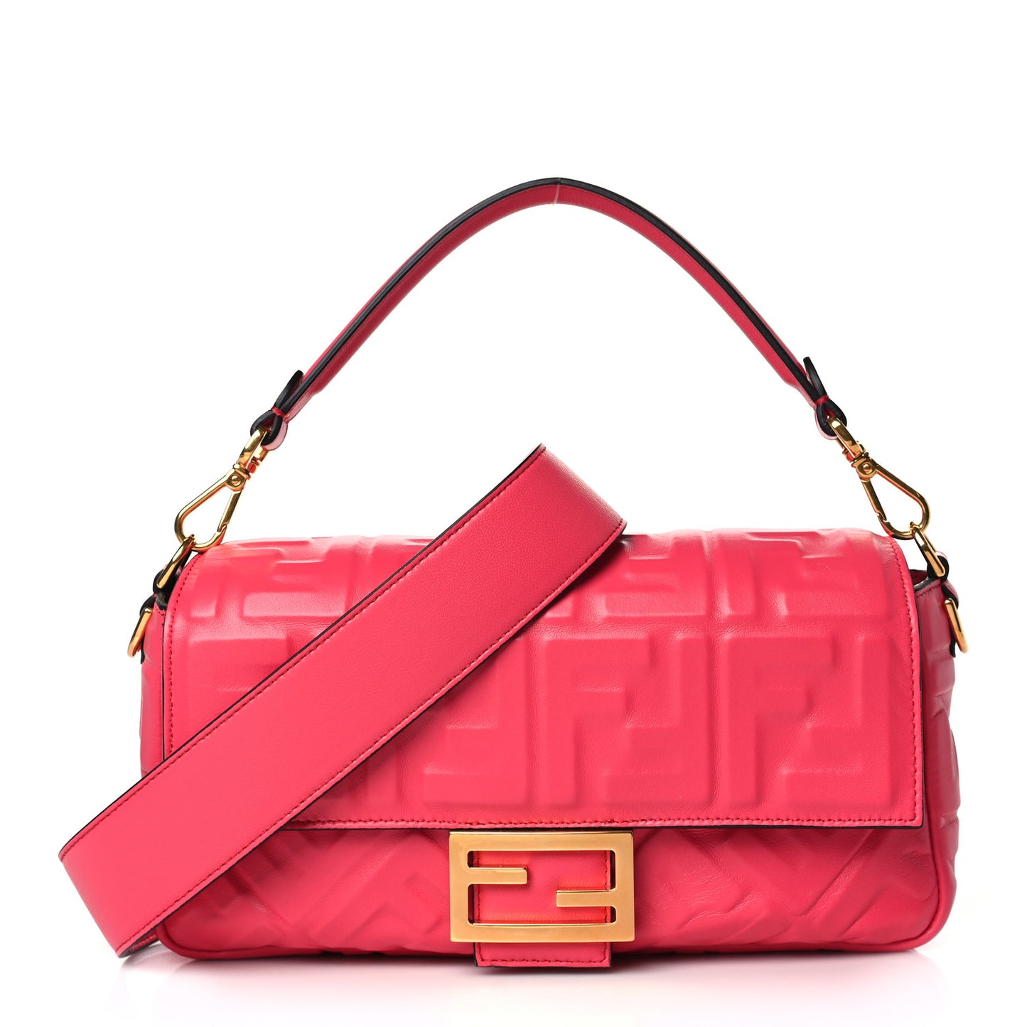 Nappa FF 1974 Embossed Baguette Lampone