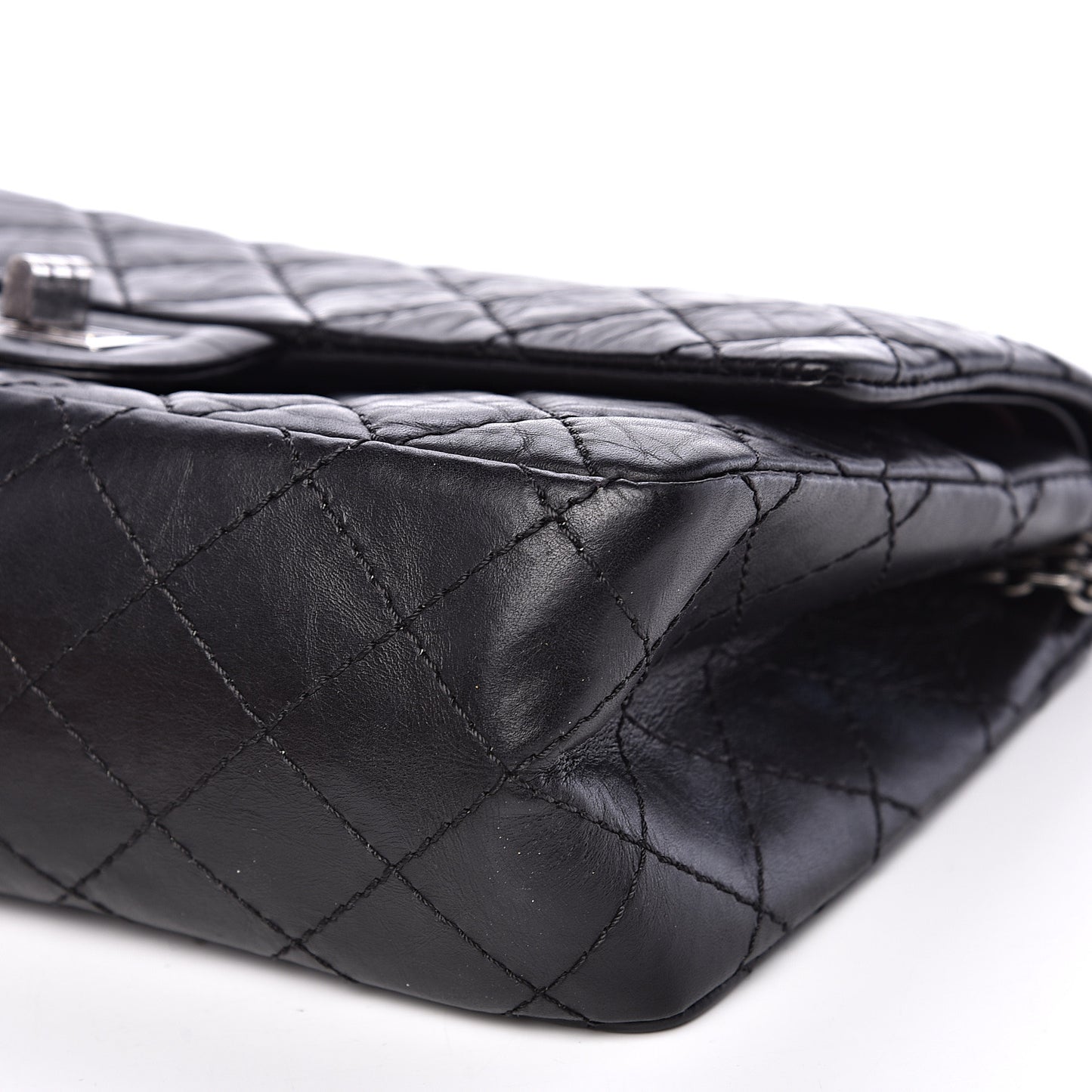 Aged Calfskin Quilted 2.55 Reissue 225 Flap Black
