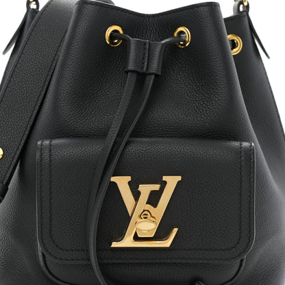 Louis Vuitton Calfskin Lockme Bucket MM Black 7 of 9