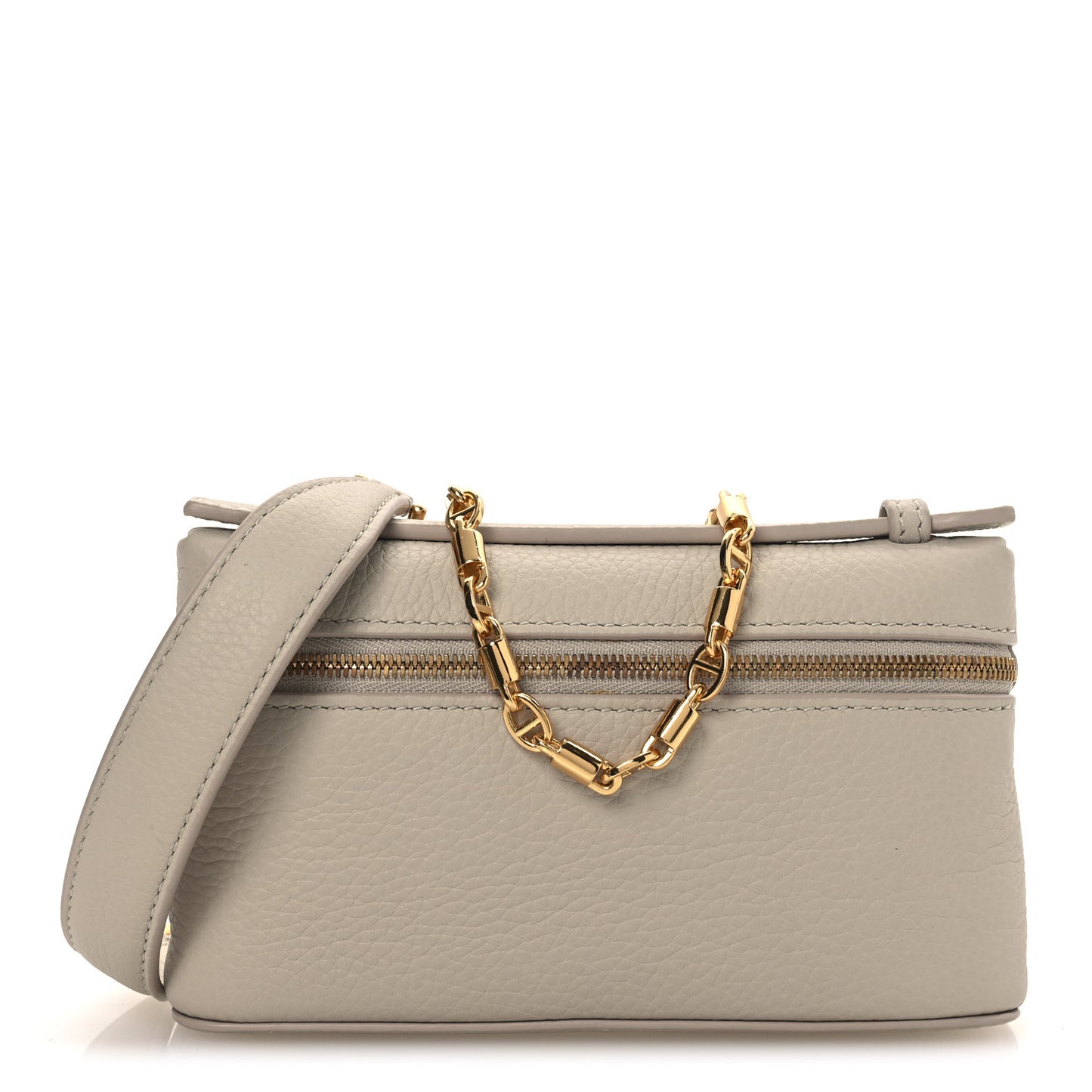 Grained Calfskin Extra Pocket Mini Pouch Light Travertine