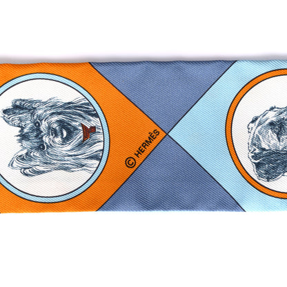 Hermes Silk Colliers Et Chiens Twilly Ciel Orange Gris Bleuete 3 of 4