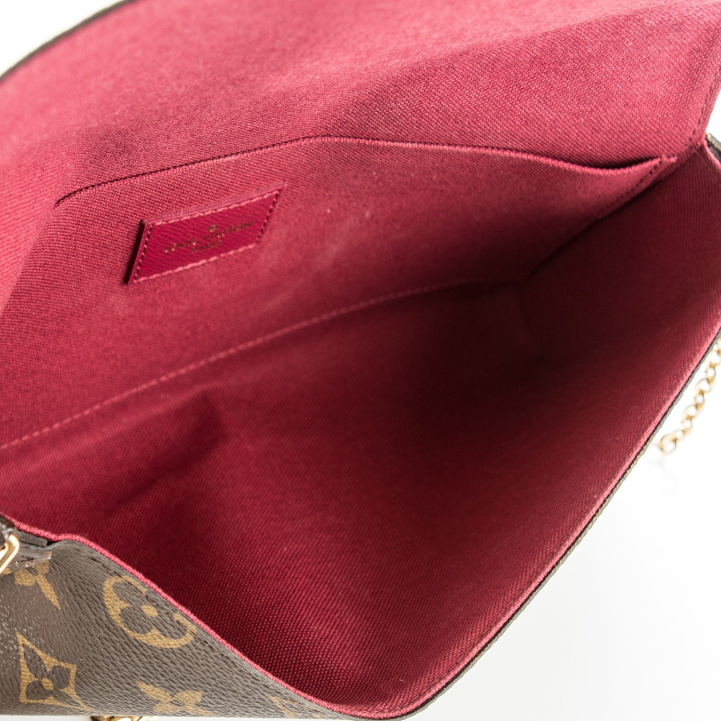 Monogram Pochette Felicie Chain Wallet Fuchsia