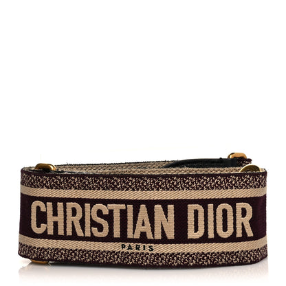 Christian Dior Canvas Embroidered Shoulder Strap Burgundy 1 of 4