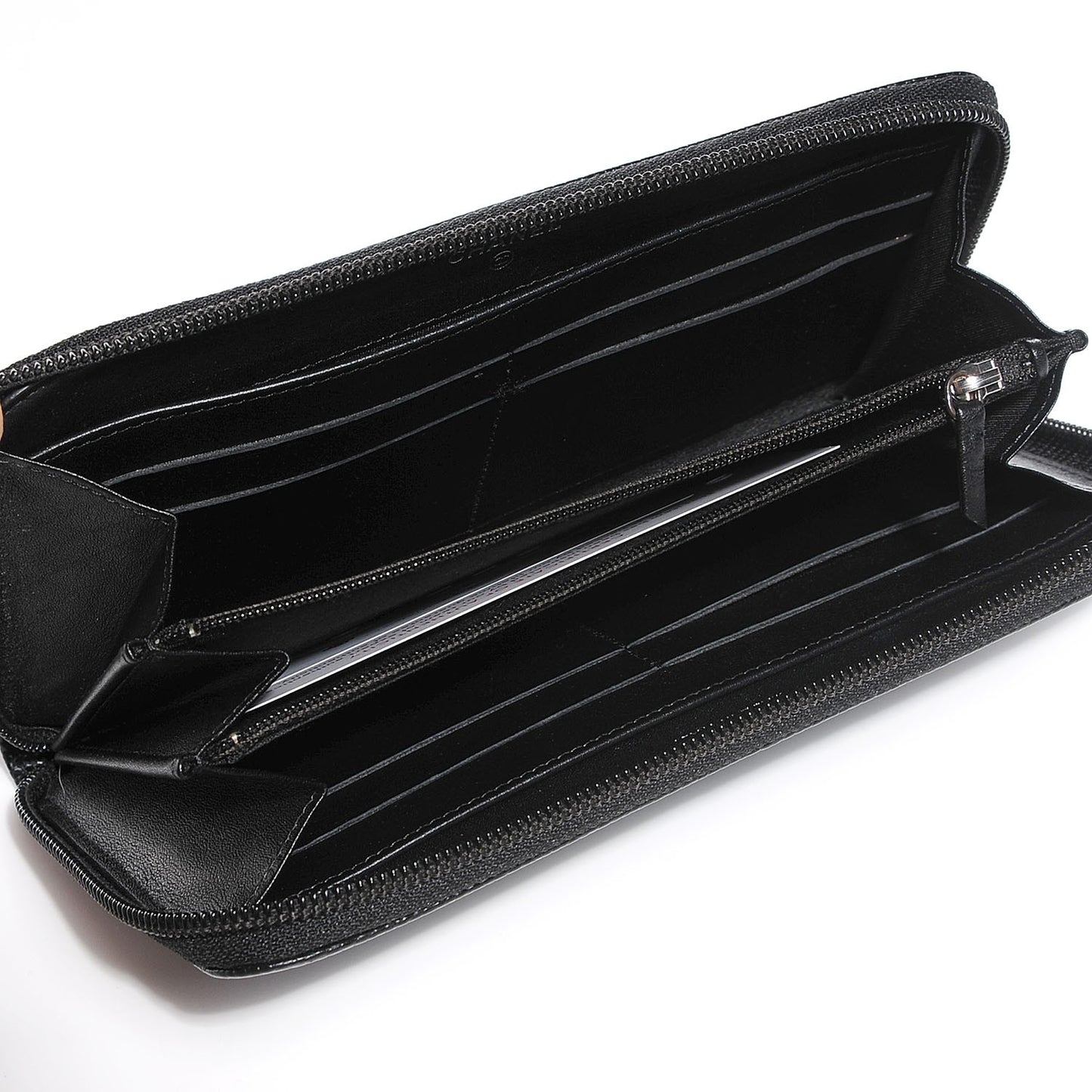 Caviar Large Timeless CC Zip Around Wallet Black