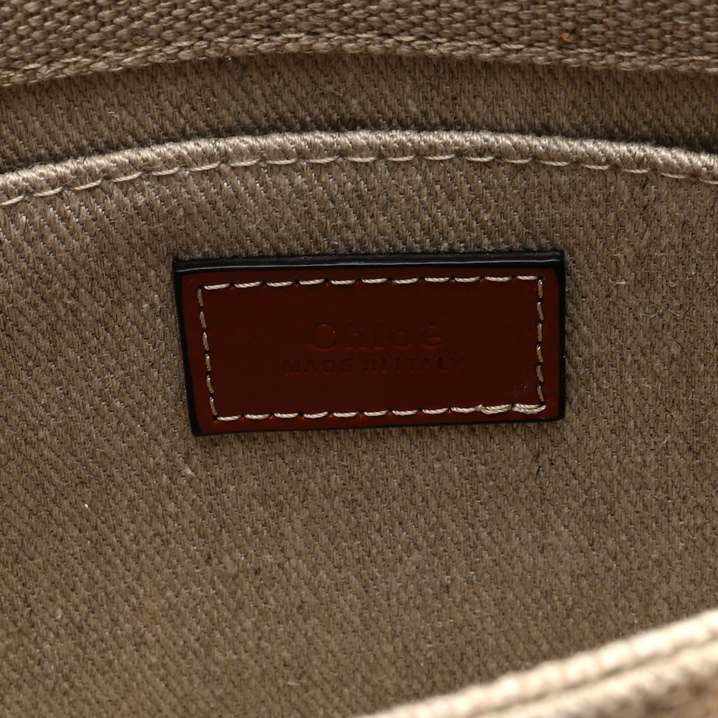 Linen Calfskin Small Woody Ribbon Tote With Strap White Brown