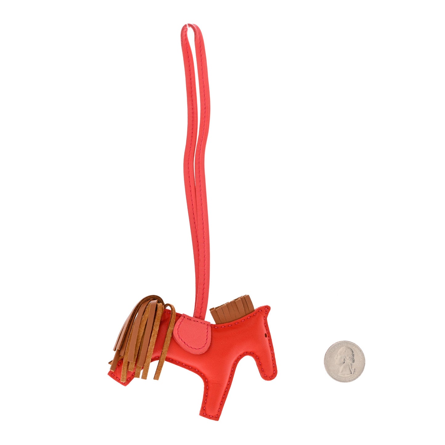 Milo Lambskin Grigri Rodeo Horse Bag Charm PM Rouge Indien Gold Bougainvillea