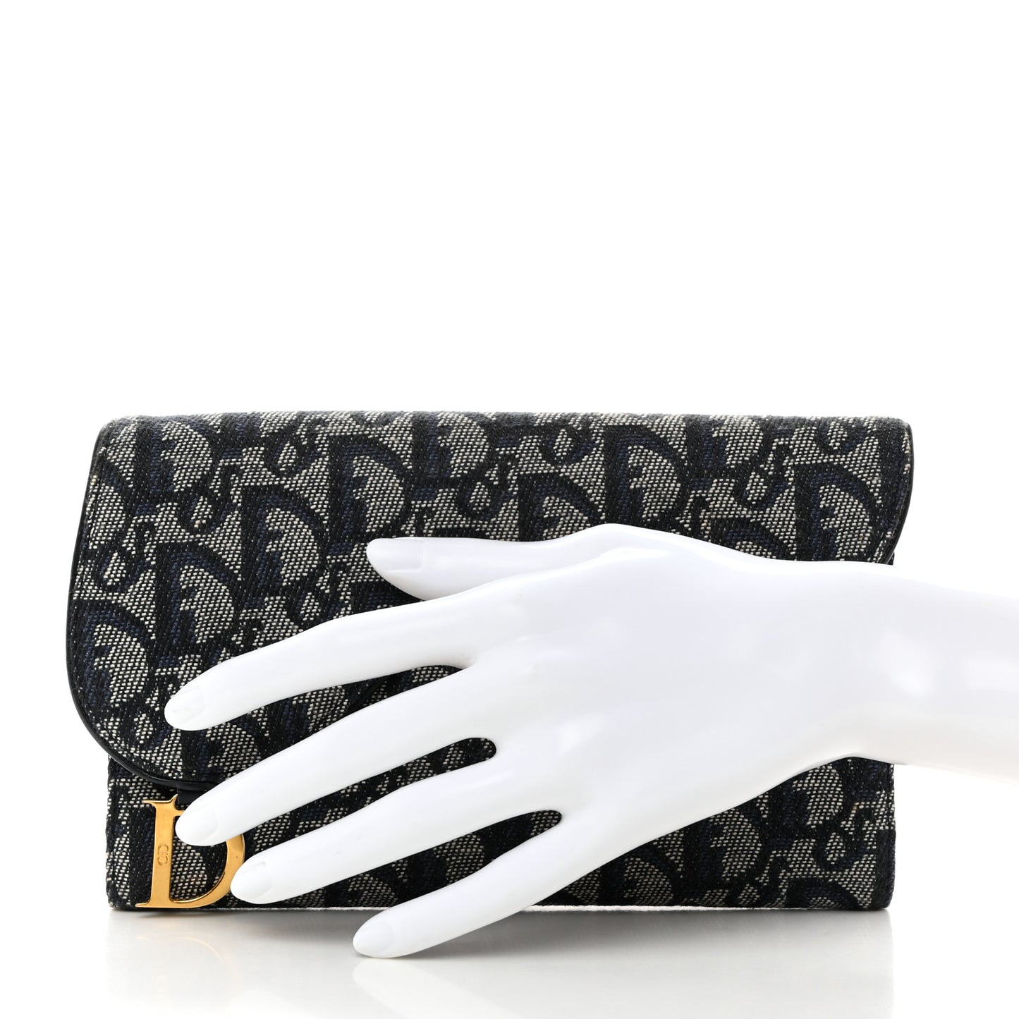 CHRISTIAN DIOR Monogram Saddle Wallet Navy
