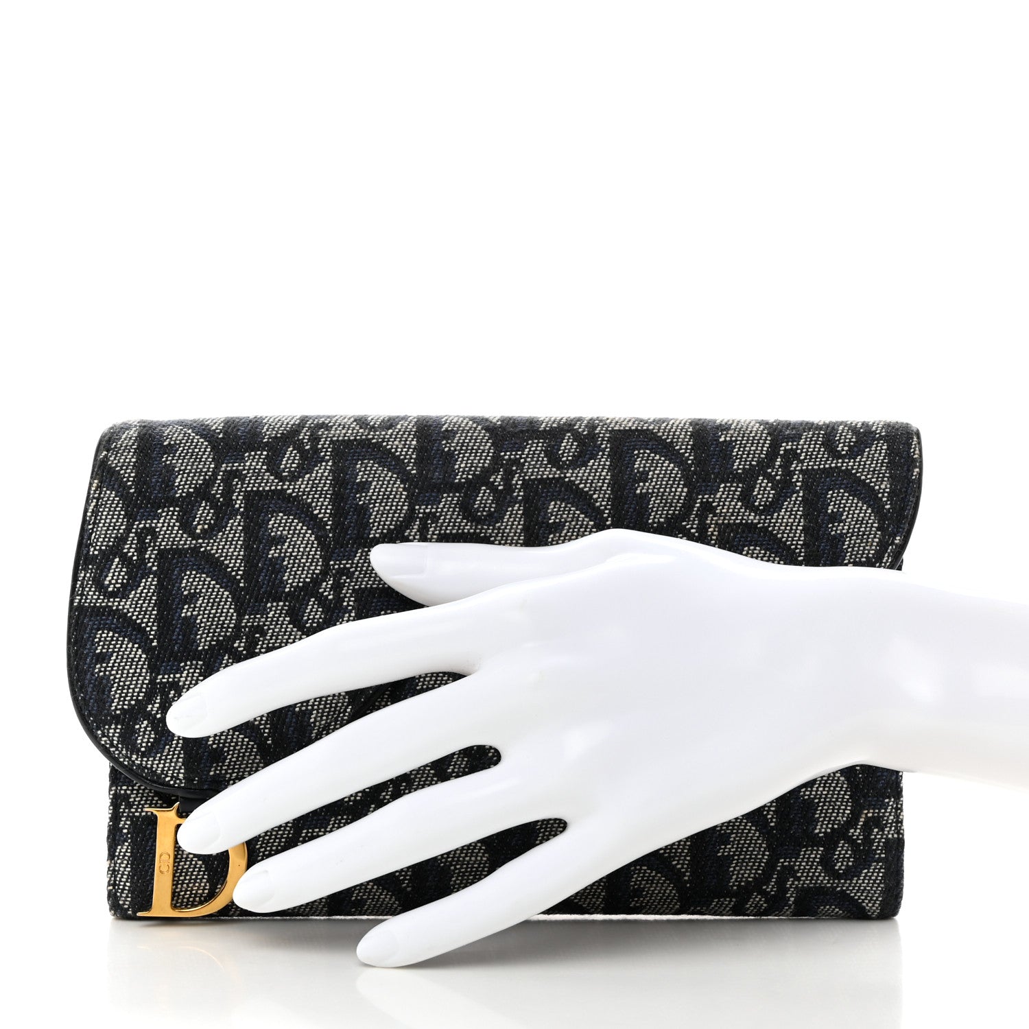 Christian Dior CHRISTIAN DIOR Monogram Saddle Wallet Navy 2 of 7