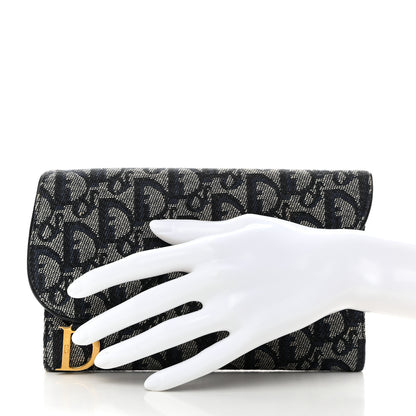 Christian Dior CHRISTIAN DIOR Monogram Saddle Wallet Navy 2 of 7