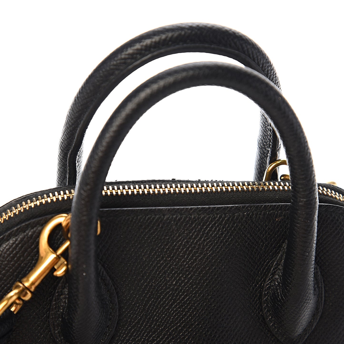 Signature Grained Calfskin XXS Ville Top Handle Bag Black White