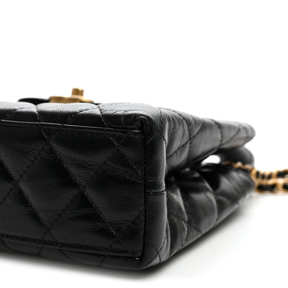 Chanel Shiny Aged Calfskin Quilted Nano Kelly Shopper Black 10 of 10